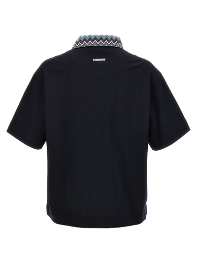 Shop Missoni Zigzag Collar  Shirt Polo Blue