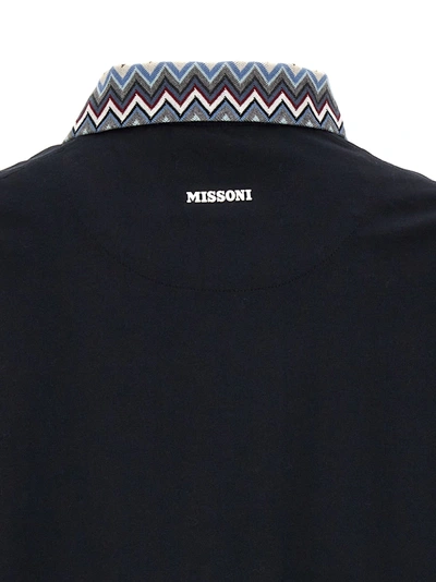Shop Missoni Zigzag Collar  Shirt Polo Blue