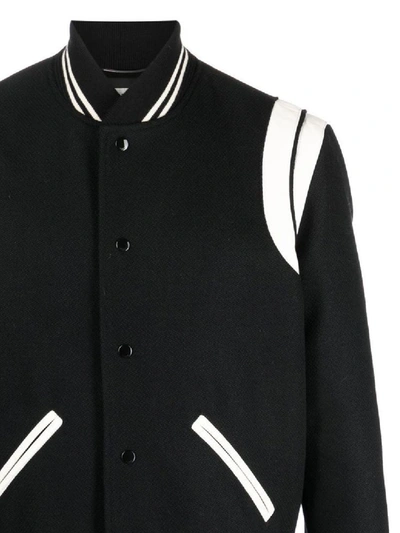 Shop Saint Laurent Coats In Noir/blanc