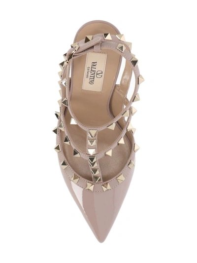 Valentino Garavani Rockstud Ankle Strap Pointed Toe Pump In Poudre