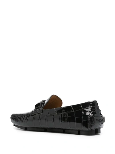 Shop Versace Flat Shoes In Black+ruthenium