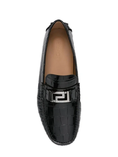 Shop Versace Flat Shoes In Black+ruthenium