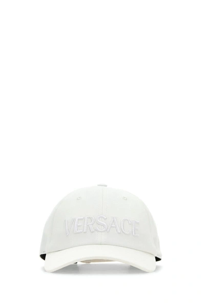 Shop Versace Hats And Headbands In Whitewhite
