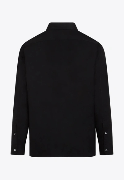 Shop Loewe Anagram Long-sleeved Shirt In Black