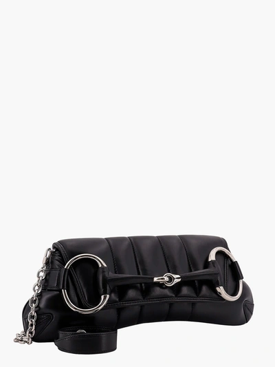 Shop Gucci Woman Horsebit Chain Woman Black Shoulder Bags