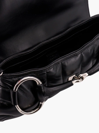 Shop Gucci Woman Horsebit Chain Woman Black Shoulder Bags