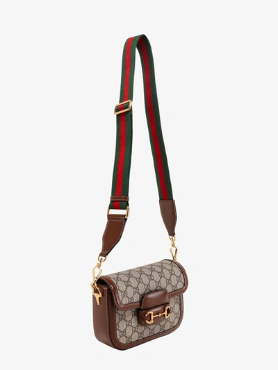 Shop Gucci Woman Horsebit Woman Beige Shoulder Bags In Cream