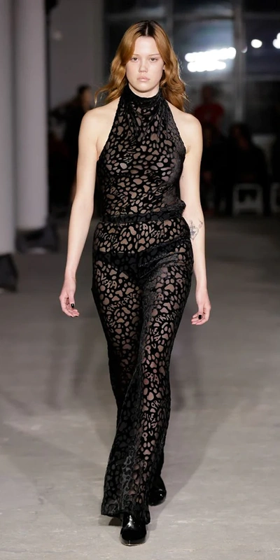 Priscavera Pv Paws Fitted Flared Pants In Black