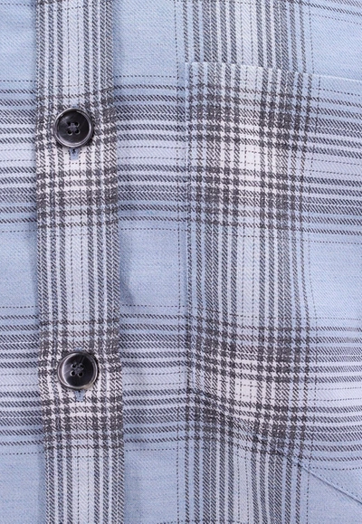 Shop Ami Alexandre Mattiussi Check Pattern Long-sleeved Shirt In Blue