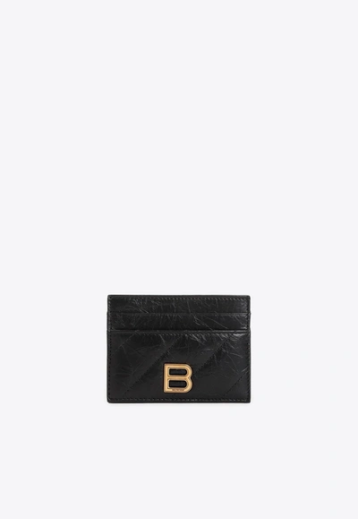 Shop Balenciaga Crush Calf Leather Cardholder In Black