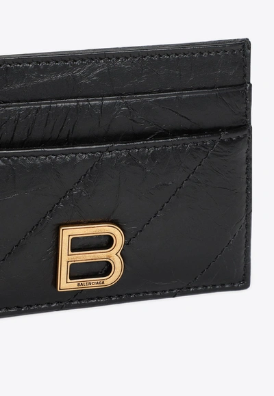 Shop Balenciaga Crush Calf Leather Cardholder In Black