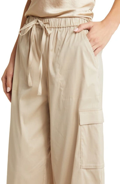 Shop Open Edit Cotton Blend Drawstring Cargo Pants In Beige Hummus
