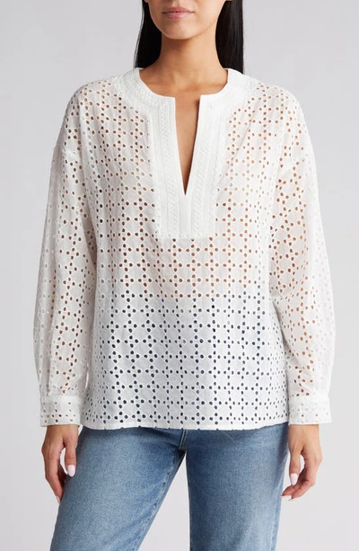 Shop Vici Collection Prisca Cotton Eyelet Cover-up Top In White
