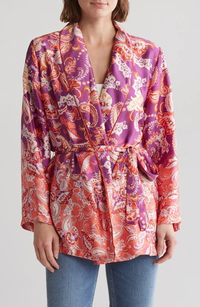 Shop Vici Collection Merryn Satin Cover-up Wrap In Plum