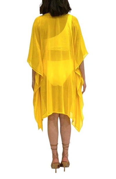 Shop Ranee's Sequin Embellished Slit Poncho In White/ Yellow