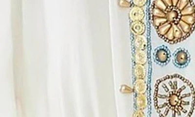Shop Ranee's Embellished Mesh Woven Kaftan Coverup In White