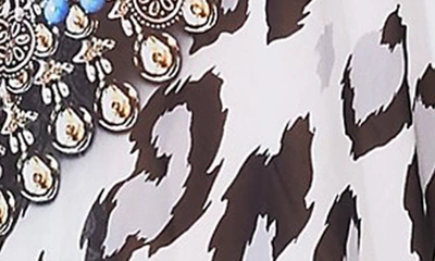 Ranee's Leopard Print Short Kaftan In Black And White