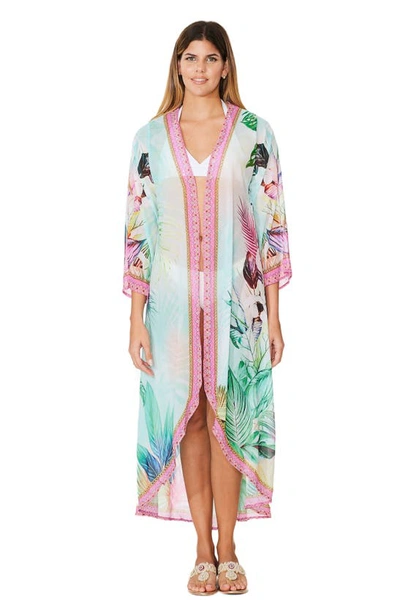 Shop Ranee's Tropical Paradise Duster In Blue Multi