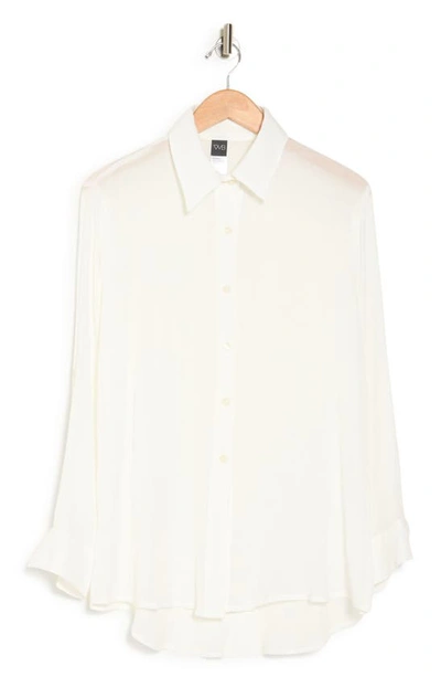 Shop Vyb Textured Long Sleeve Button-up Cover-up Shirt In White