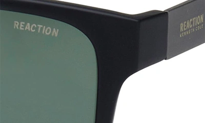 Shop Kenneth Cole 57mm Rectangular Sunglasses In Matte Black / Green