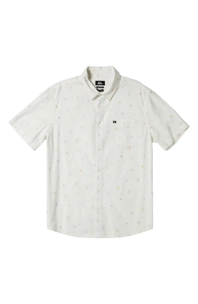 Shop Quiksilver Heat Wave Short Sleeve Button-up Shirt In Snow White