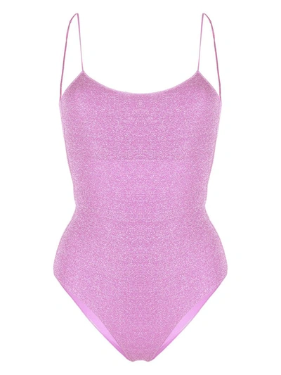 Shop Oseree Oséree Lumière Swimsuit In Lurex In Pink & Purple