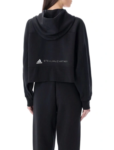 Shop Adidas By Stella Mccartney Logo Print Cropped Hoodie In Black