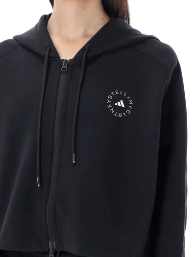 Shop Adidas By Stella Mccartney Logo Print Cropped Hoodie In Black