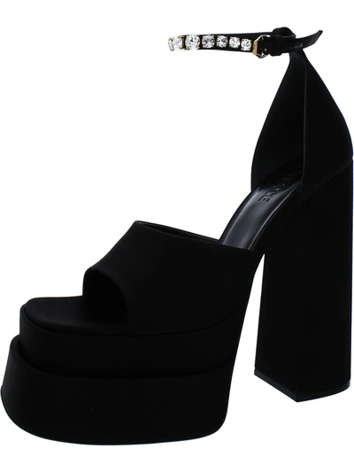 Shop Versace Womens Satin Ankle Strap Heels In Black