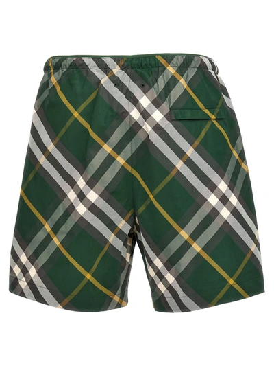 Shop Burberry Check Swim Shorts In Green