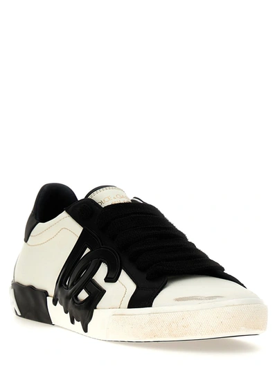 Shop Dolce & Gabbana 'portofino Vintage' Sneakers In White/black