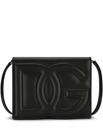 Shop Dolce & Gabbana Shoulder Bag With Embossed Logo In Black