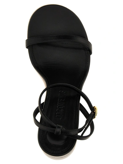 Shop Jacquemus 'les Doubles Sandales' Sandals In White/black