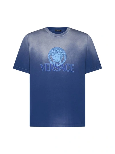 Shop Versace T-shirts And Polos In Blue