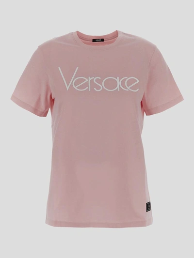 Shop Versace T-shirts And Polos In Palepinkwhite