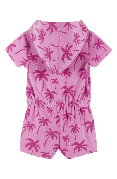 Shop Andy & Evan Kids' Pink Palms Hooded French Terry Cover-up Romper