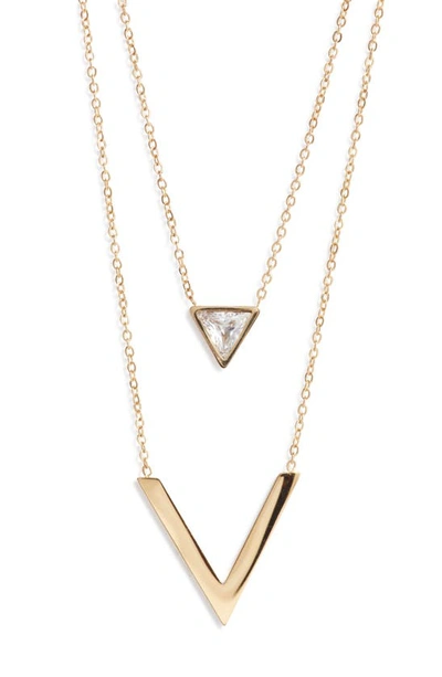 Shop Knotty Double Strand Pendant Necklace In Gold