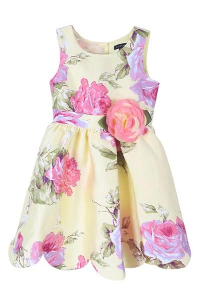 Shop Zunie Kids' Sleeveless Floral Dress In Yel Floral