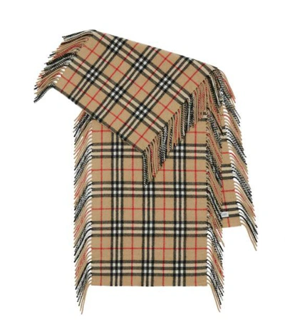Shop Burberry Check-pattern Cashmere Scarf In Beige
