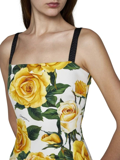 Shop Dolce & Gabbana Dresses In Rose Gialle Fdo Bco