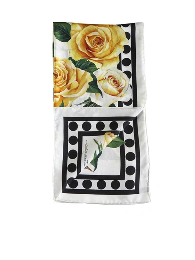 Shop Dolce & Gabbana Scarfs In Rose Gialle Fdo Bco