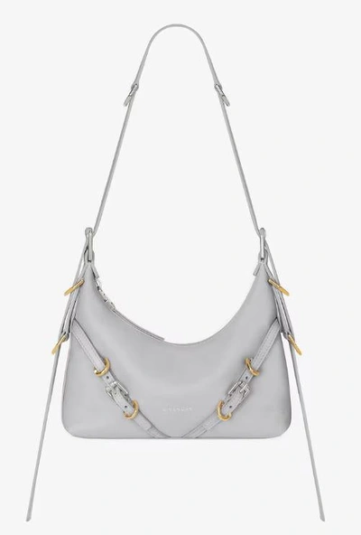 Shop Givenchy Mini "voyou" Crossbody  Bag In Leather In Gray