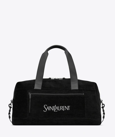 Shop Saint Laurent Logo-jacquard Zipped Duffle Bag In Black