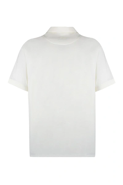 Shop Y-3 Adidas Cotton-piqué Polo Shirt In Ivory