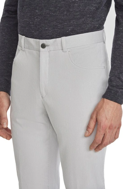 Shop Jack Victor Pinstripe Five-pocket Taper Leg Pants In Grey