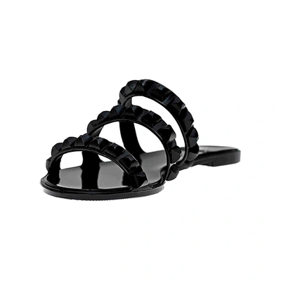 Shop Carmen Sol Maria 3 Strap Flat Jelly Sandals In Black
