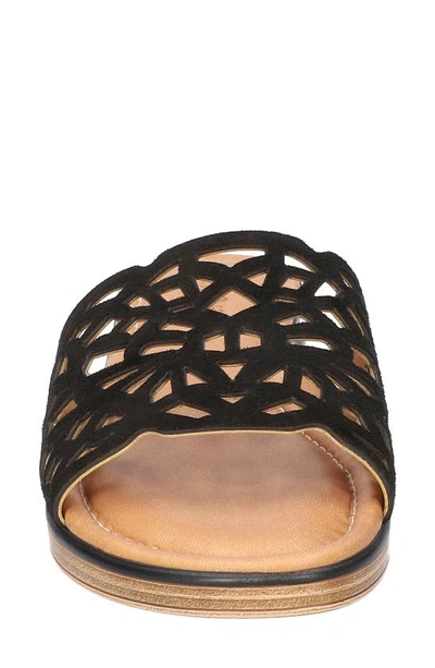 Bella Vita Cas-italy Womens Cushioned Footbed Leather Slide Sandals In Black Italian Leather