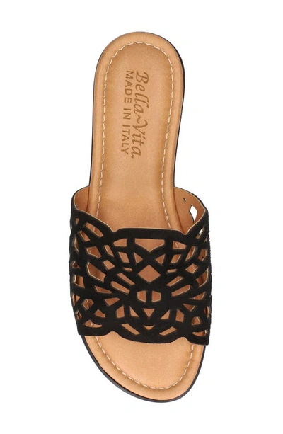 Bella Vita Cas-italy Womens Cushioned Footbed Leather Slide Sandals In Black Italian Leather