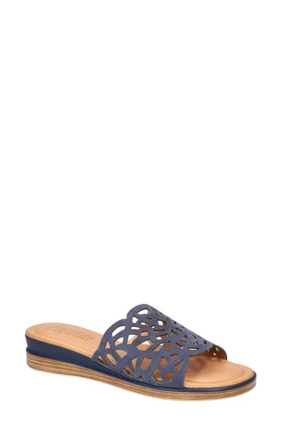 Shop Bella Vita Cas-italy Wedge Slide Sandal In Navy Italian Leather