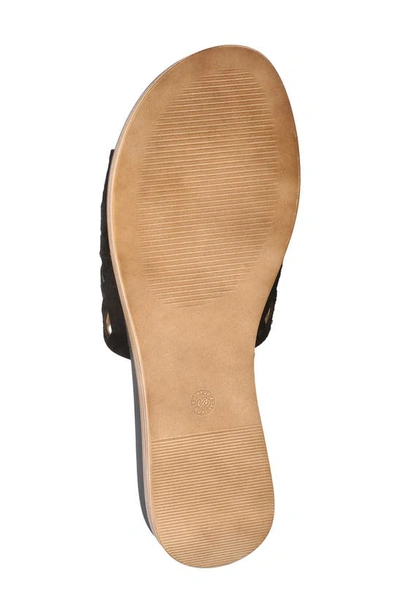Bella Vita Cas-italy Womens Cushioned Footbed Leather Slide Sandals In Black Italian Leather